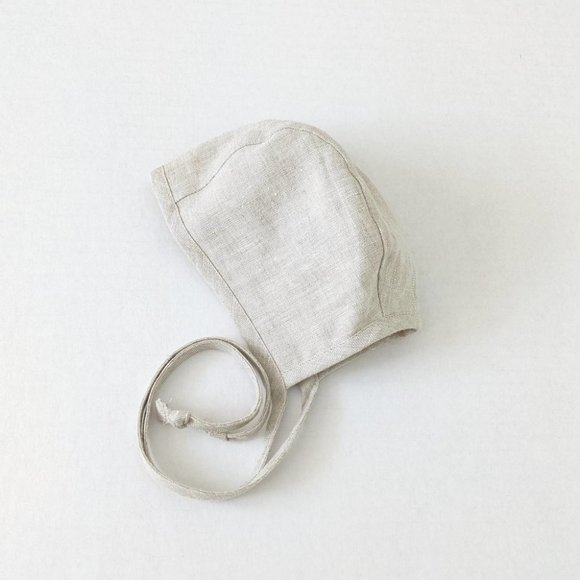 Briar Sand Linen Cotton Lined Bonnet Sz 3/6m